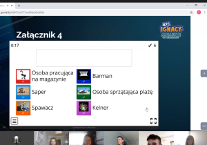 Uczniowie rozwiązują ćwiczenia interaktywne na zajęciach koła naukowego w ramach programu ,,Być jak Ignacy".