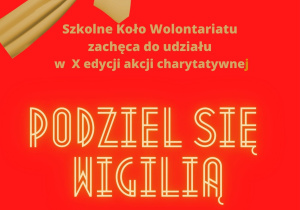 Plakat zachęca do udziału w akcji charytatywnej Podziel się Wigilią