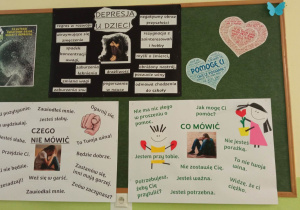 Gazetka ścienna dotycząca depresji.