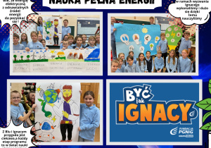Kolaż zdjęć przedstawiający pracę uczniów.