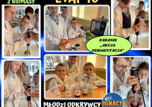 Kolaż zdjęć przedstawiających pracę uczniów.